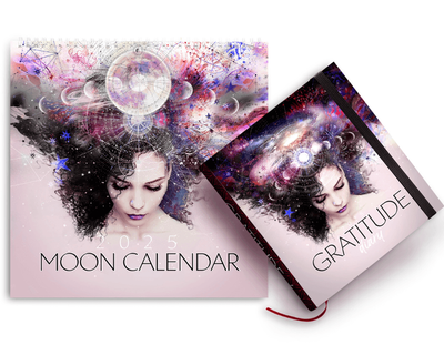 2025 Gratitude Diary &amp; Moon Calendar Bundle - Your Guide to Daily Reflection &amp; Spiritual Growth