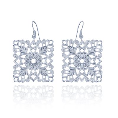 Lacey Square Earrings - Silver