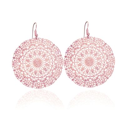 Lacey Large Circle Earrings - Rose Gold