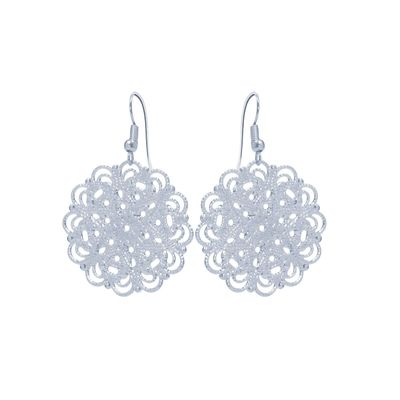 Lacey Circle Earrings - Silver