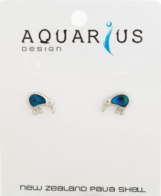 Blue Dyed Kiwi Stud Earring