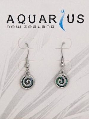 Small Paua Metal Spiral Hook Earring