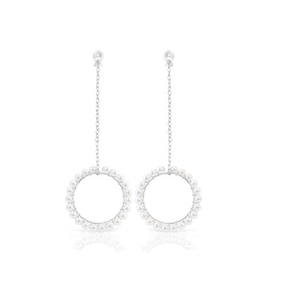 Perle Circle Earrings - Silver