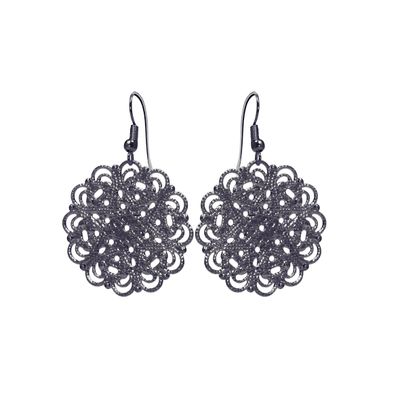 Lacey Circle Earrings - Black