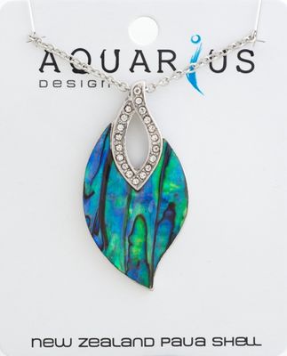 Paua Leaf with Crystal Necklace