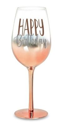 Happy Birthday Ombre Wine Glass
