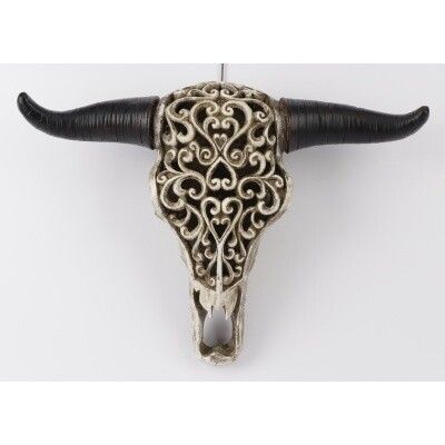 Silver Carved Cow Head