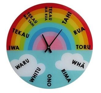Te Reo Glass Rainbow Clock