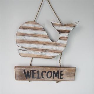 Welcome Whale Sign - Natural / White