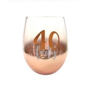 40th Ombre Stemless Wine Glass