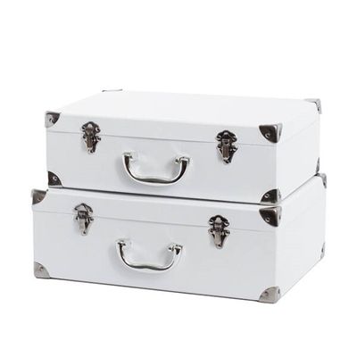 White Suitcase Hamper Box - Large