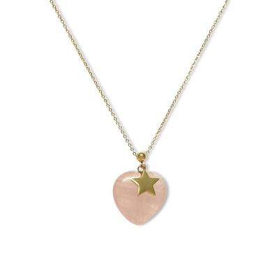 La Roche Rose Quartz Gold Star Necklace