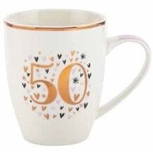 50th Pastel Heart Mug - Rose Gold