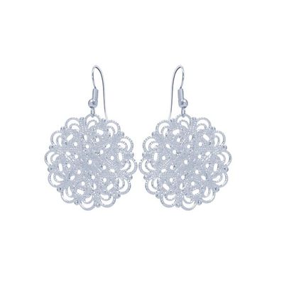 Lacey Large Circle Earrings - Silver
