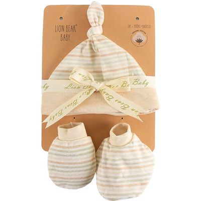 Organic Cotton Hat, Bootie &amp; Mitten Set - Assorted