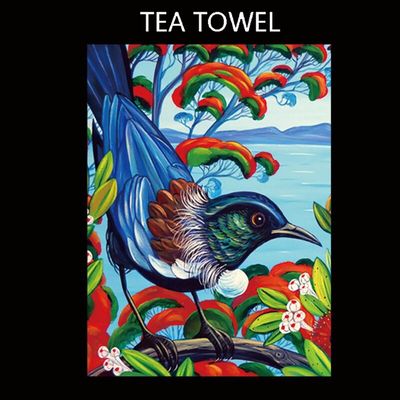 Kiwiana Tea Towel - Pohutakawa Tui