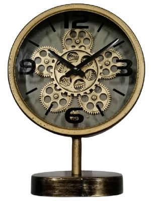 Gold Mantel Gear Clock 30cm