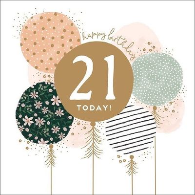 21 Birthday Card Balloons - Jade