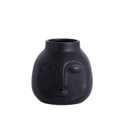 Ceramic Face Pot - Black