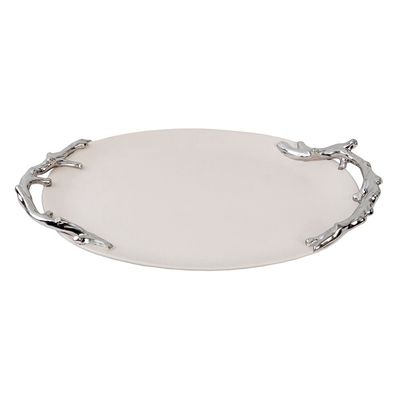Oval Plate with Silver Branch Handles