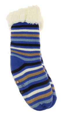 Kids Blue Stripes Fleece Socks- Large