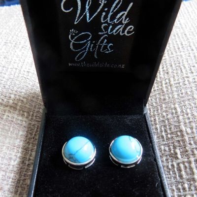 Blue Howlite Stud Earrings 10mm