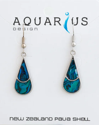 Blue Paua Teardrop Hook Earrings