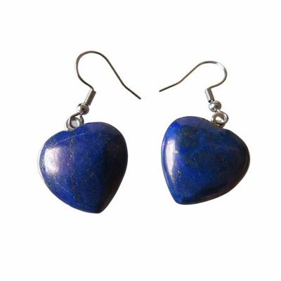 Large Lapis Lazuli Heart Earrings