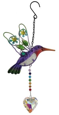 Hummingbird with Crystal Heart - Assorted Colours