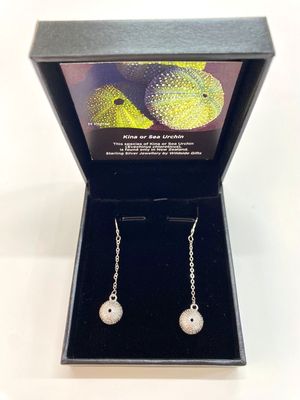 Silver Drop Chain Kina Earrings