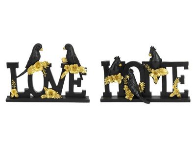 Black &amp; Gold Sign with Parrot 19cm