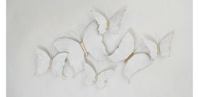 White Butterflies Metal Wall Art