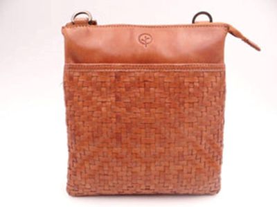 Womens Leather Cross Body Bag Woven Detail