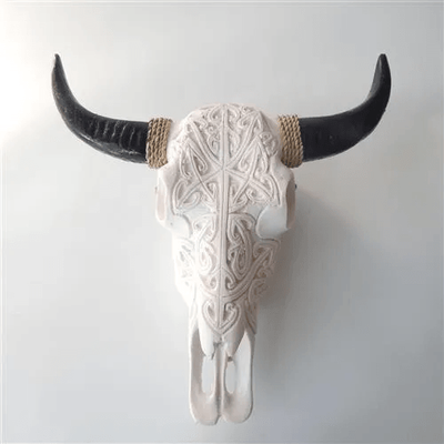 Resin Cow Skull With Stand