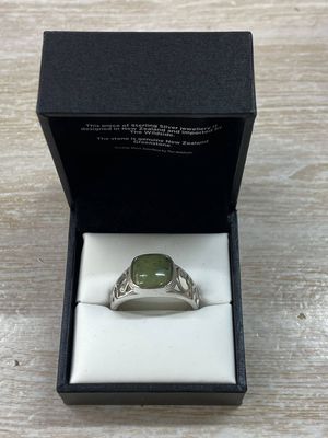 Sterling Silver Greenstone Koru Ring