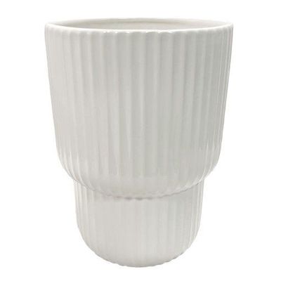 Ceramic Vase Line Pattern White