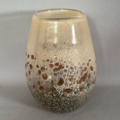 Neutral Glass Vase with Gold 14x19