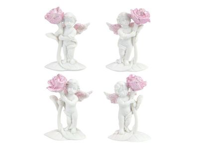 Standing Cherub with Pink Flower