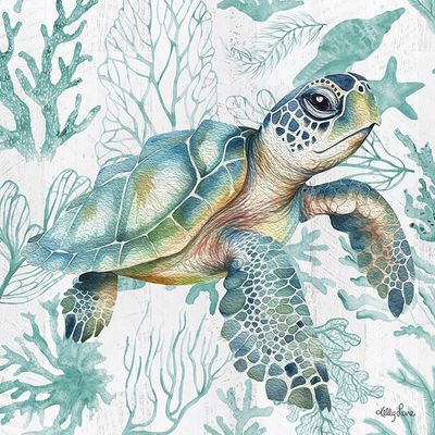 Coastal Turtle Canvas 20cm