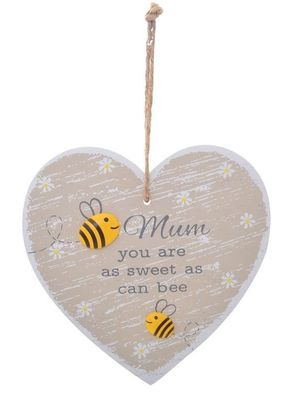 Wooden Bee Heart Plaque 15cm