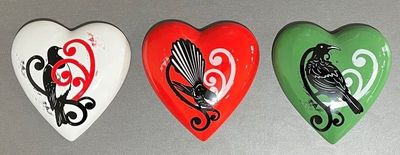 NZ Native Bird Ceramic Heart - Assorted