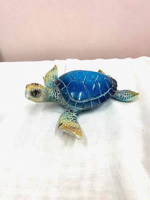 Realistic Blue Marble Turtle 17cm