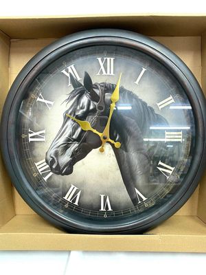 Antique Black Horse Clock40cm