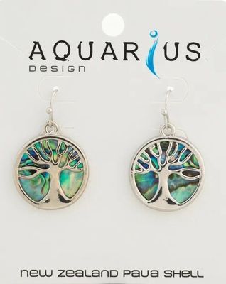 Paua Kauri Tree Hook Earring - Small