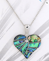 Paua Heart Leaf Pendant