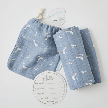 Blue Goose Muslin Wrap Arrival Card