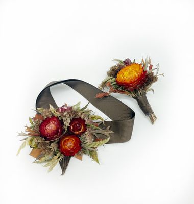 Dried Flowers School Ball Combo(Corsage and Buttonhole)