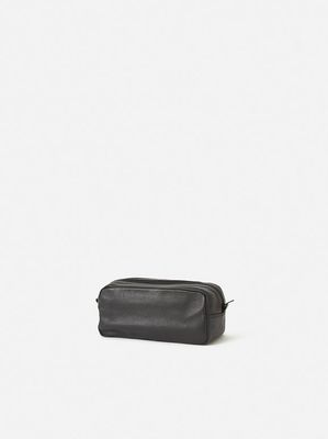 Marlo Leather Wash Bag - Small - Black