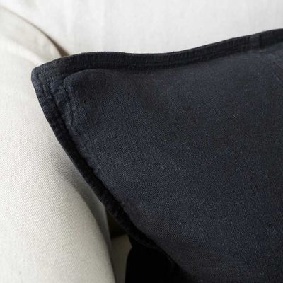 Luca Linen Cushion - Black 40x60cm