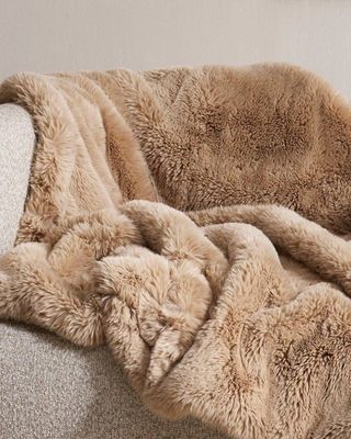 Pele Faux Fur Throw - Biscuit 125x150